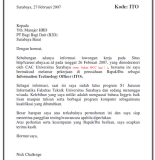 cara menulis cover letter bahasa indonesia
